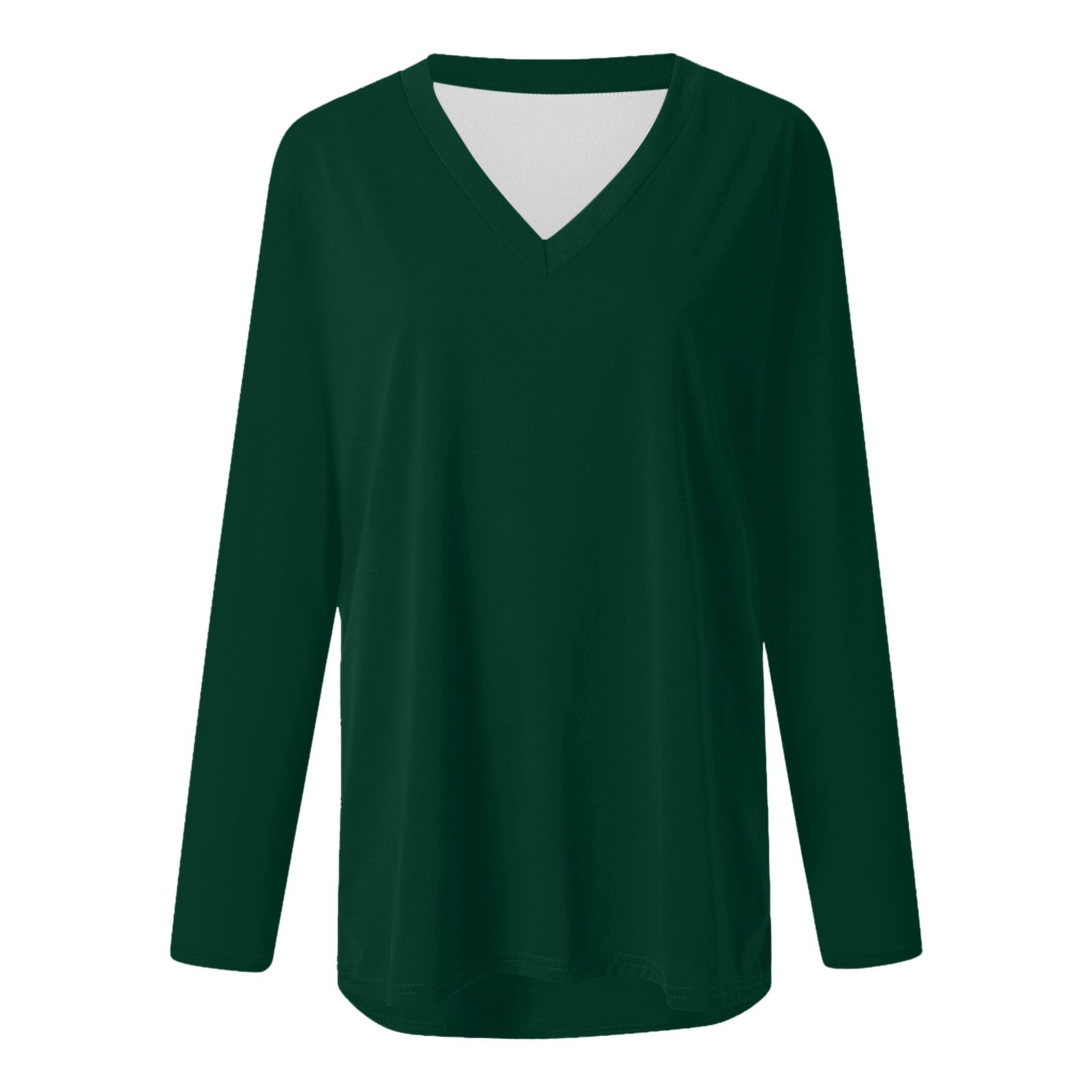 thumbnail image 5 of Top túnica de manga larga con cuello en V para mujer - Blusa holgada e informal - Ideal para casa, playa o vacaciones, 5 of 5